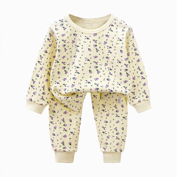 CAICJ98 Toddler Girl Fall Clothes Baby Winter Outfits 1T 2T 3T 4T 5T Cotton Long Sleeve Cartoon Print Shirts Tops & Pants Sets 2Pcs (Beige,2-3 Years)