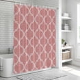 thumbnail image 6 of Coral Pink Morocco Bathroom Shower Curtains with 12 Hooks Waterproof Shower Curtain for Stalls and Bathtubs Vintage Geometric Plaid Mahbudium Decorative Bathroom Privacy Curtain 36x78 Inches, 6 of 9