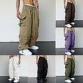 thumbnail image 5 of Mens Cargo Parachute Pants Streetwear Vintage Y2k Hip Hop Wide Leg Sweatpants, 5 of 8