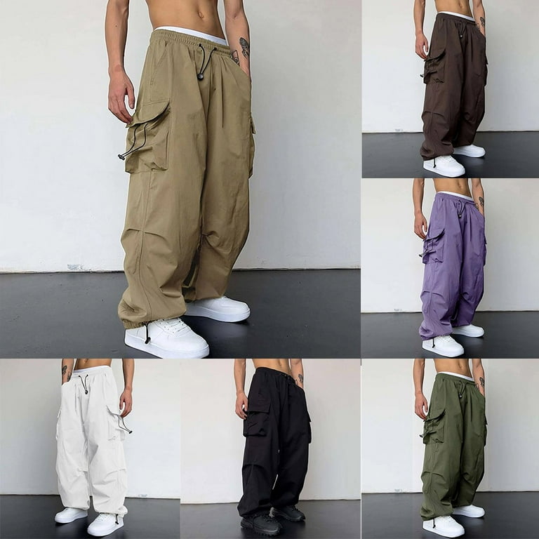 【HI FI FNK】Z Cargo Parachute Pants Mens Cargo Parachute Pants Streetwear Vintage Y2K Hip Hop