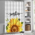 thumbnail image 3 of Sunflower Bees Fabric Shower Curtain Grey Buffalo Check Plaid Washable Shower Curtains for Bathroom, Waterproof Bath Curtain with Hooks Home Decor 72x72in, 3 of 8