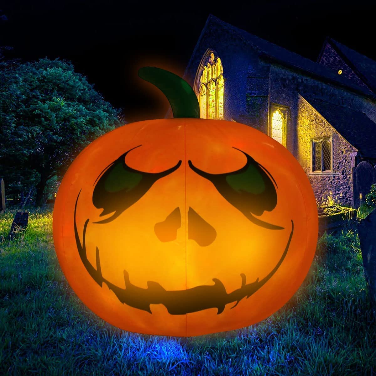 Halloween Ghost Inflatables with LED Rotating Lights Blow Up Inflatable