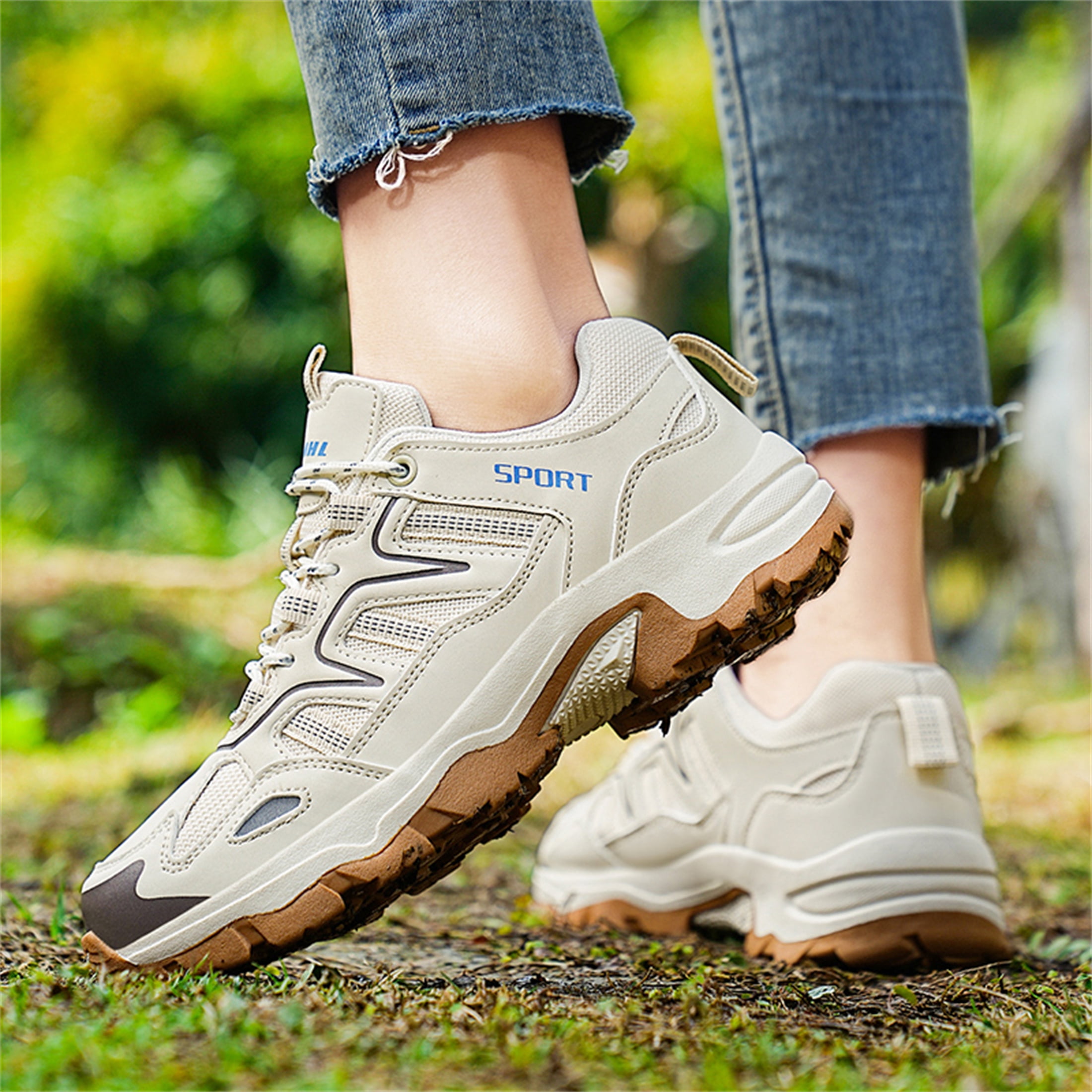 LASUDRAA Mens Womens Non-Slip Hiking Shoes Breathable Lightweight Outdoor Trekking Sneakers for Walking Camping