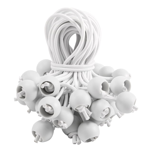 50 Piezas Cuerdas EláSticas con Bolas, Lazos EláSticos Lazos para Carpas Pancartas de Tiendas, Postes de Bandera, Lona (Blanco)