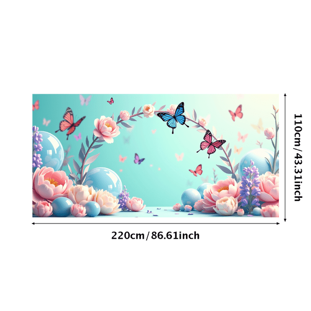 Floral Butterfly Theme Spring Backdrop Decoration Banner for Party Wedding Photography Baby Shower Event Decor Background Celebration