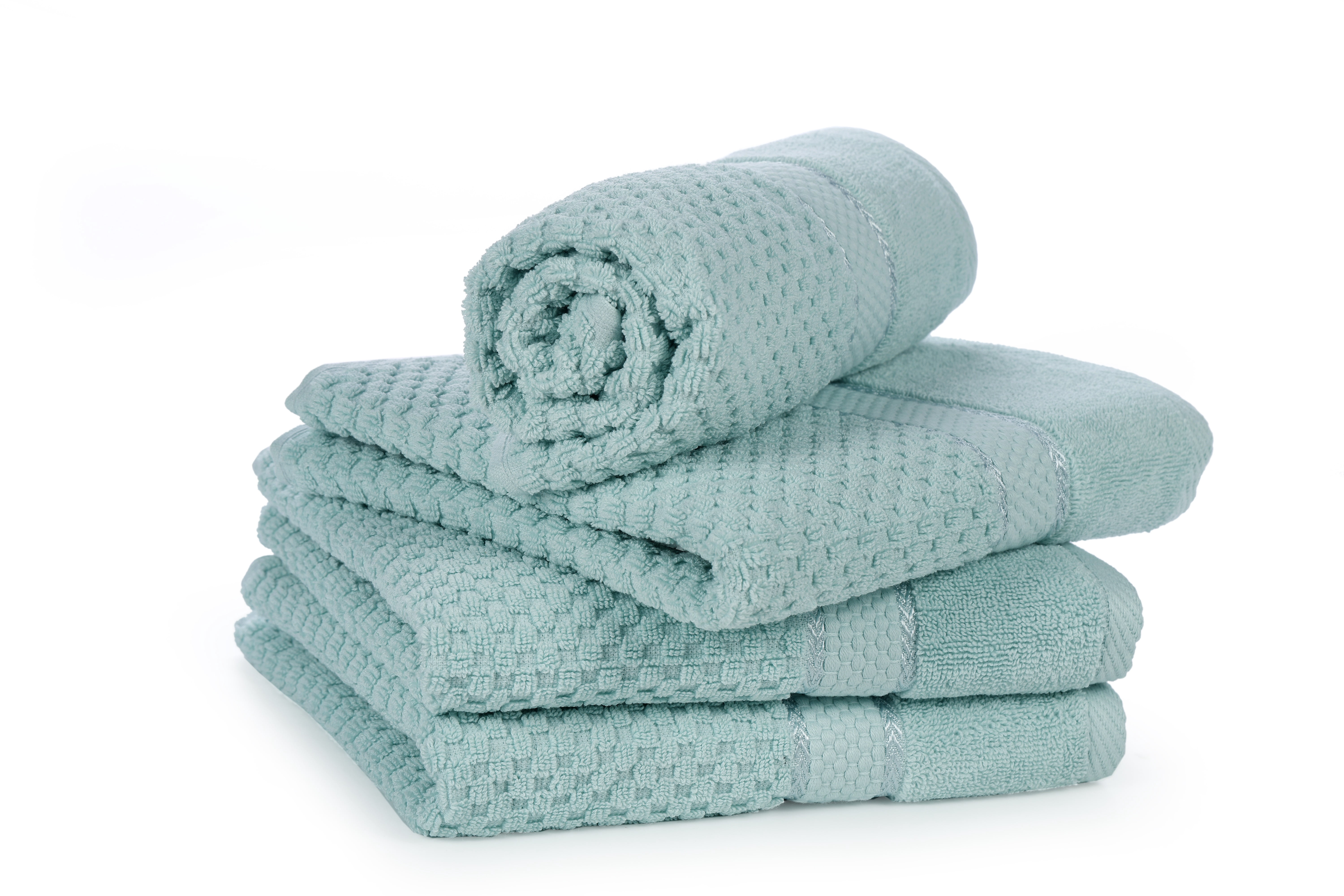 Ample Decor 100% Cotton Hand Towel Set of 4 Mint Green, Popcron Textured - 18 X 28 Inch