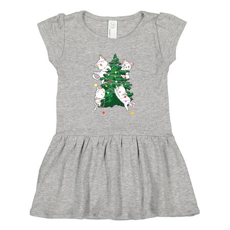 

Inktastic Kawaii Cats Christmas Tree Gift Toddler Girl Dress