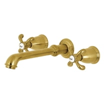 Kingston Brass KS7027TX French Country Two-Handle Wall Mount Roman Tub Faucet, Brushed Brass