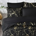 thumbnail image 3 of Gold Metallic Marble Comforter Set Queen Size,7 Piece Bed in a Bag,Foil Print Glitter Black Comforter and Sheet Set,All Season Soft Microfiber Complete Bedding Sets(Black,Queen), 3 of 12