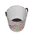 thumbnail image 3 of Goofa Passport Stamp Printed Circular Hamper,Laundry Basket with Handles,Storage Baskets Foldable,Large Capacity Laundry Hamper-Small, 3 of 8