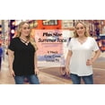 thumbnail image 5 of Langwyqu L-5XL Summer V Neck Criss Cross Shirt Women Plus Size Short Sleeve Solid Color Tops Tee, 5 of 5