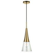 Evelyn&Zoe 7" Brass Metal/Glass Pendant