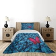 thumbnail image 3 of Ambesonne Tropical Quilted Coverlet 2 Pcs, Large Bugs Lepidoptera, Twin Size, Pink Blue Brown, 3 of 5