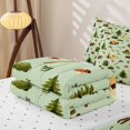 thumbnail image 6 of Manfei Cute Bear Zipper Full Size Comforter Sets with Fitted Sheet and 2 Pillowcases,Kawaii Tent Print Zipper Bedding Set,Green,Reversible,4pcs, 6 of 8