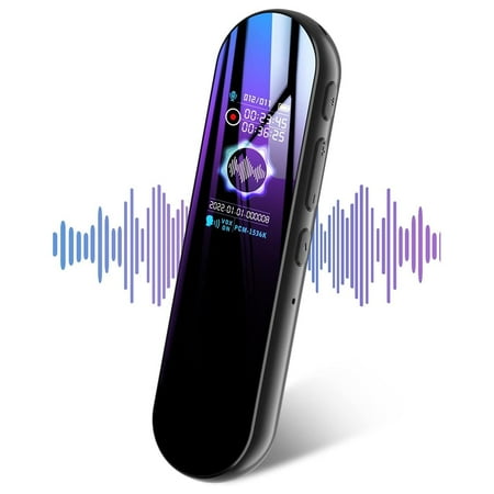 Mini Digital Voice Recorder Dictaphone - 1-Button Recording, Dual Mic Noise Cancellation, 24hr Continuous Recording, Password Protection & MP3 Player with 6 EQ Modes