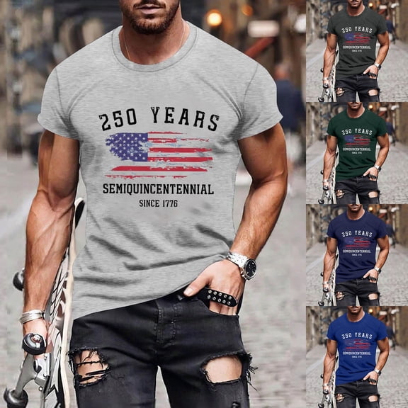 Usa 250Th Anniversary Shirt Patriotic Graphic T Shirt Print Short Sleeve Independence Day 250Th Mens Graphic Tees Blue L