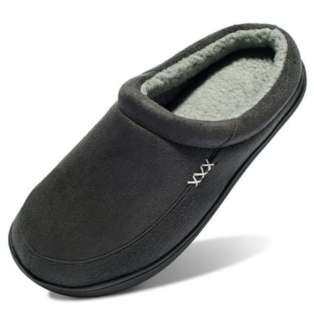 

Men s Warm Soft Slippers Memory Foam Suede Clogs Plush Shearling Lining Slip on House Shoes Indoor Outdoor Dark Grey Size 11-12
