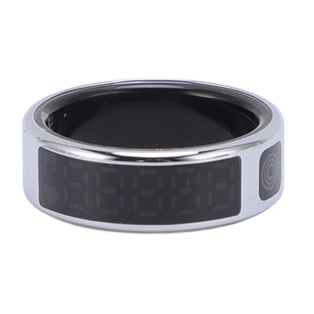 Stainless Smart Ring with APP Display Screen Multiple Sports Modes IP68 Water Resistant Stainless Steel 18mAh Smart Fitness Ring for Cycling Running