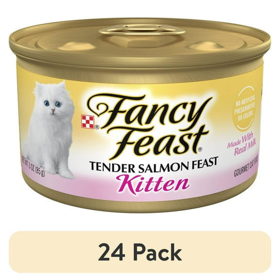 (24 pack) Purina Fancy Feast Kitten Food, Wet Cat Food, Salmon & Milk, 3 oz Can