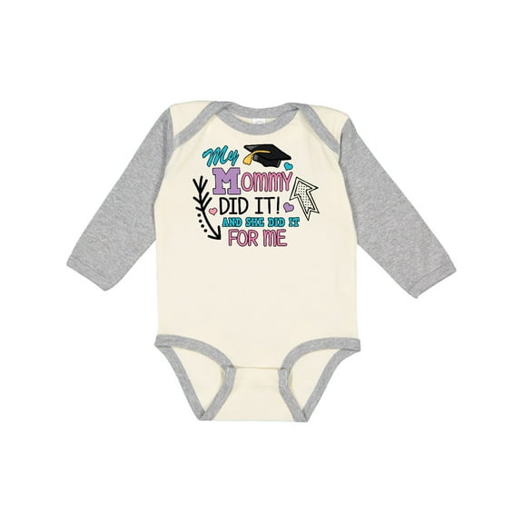 Inktastic My Mommy Did It and She Did It for Me with Graduation Cap Girls Long Sleeve Baby Bodysuit