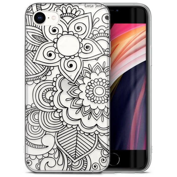 Case Yard iPhone-SE Case Clear Soft & Flexible TPU Ultra Low Profile Slim Fit Thin Shockproof Transparent Bumper Protective Cover Drop Protective Cell Phone Cases (Henna Mehndi)