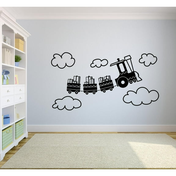 Cute Train Cartoon Trains Rail Toy Railroad Railway Wall Sticker Art Decal for Girls Boys Room Bedroom Nursery Kindergarten House Fun Home Decor Stickers Wall Art Vinyl Decoration Size (8x10 inch)