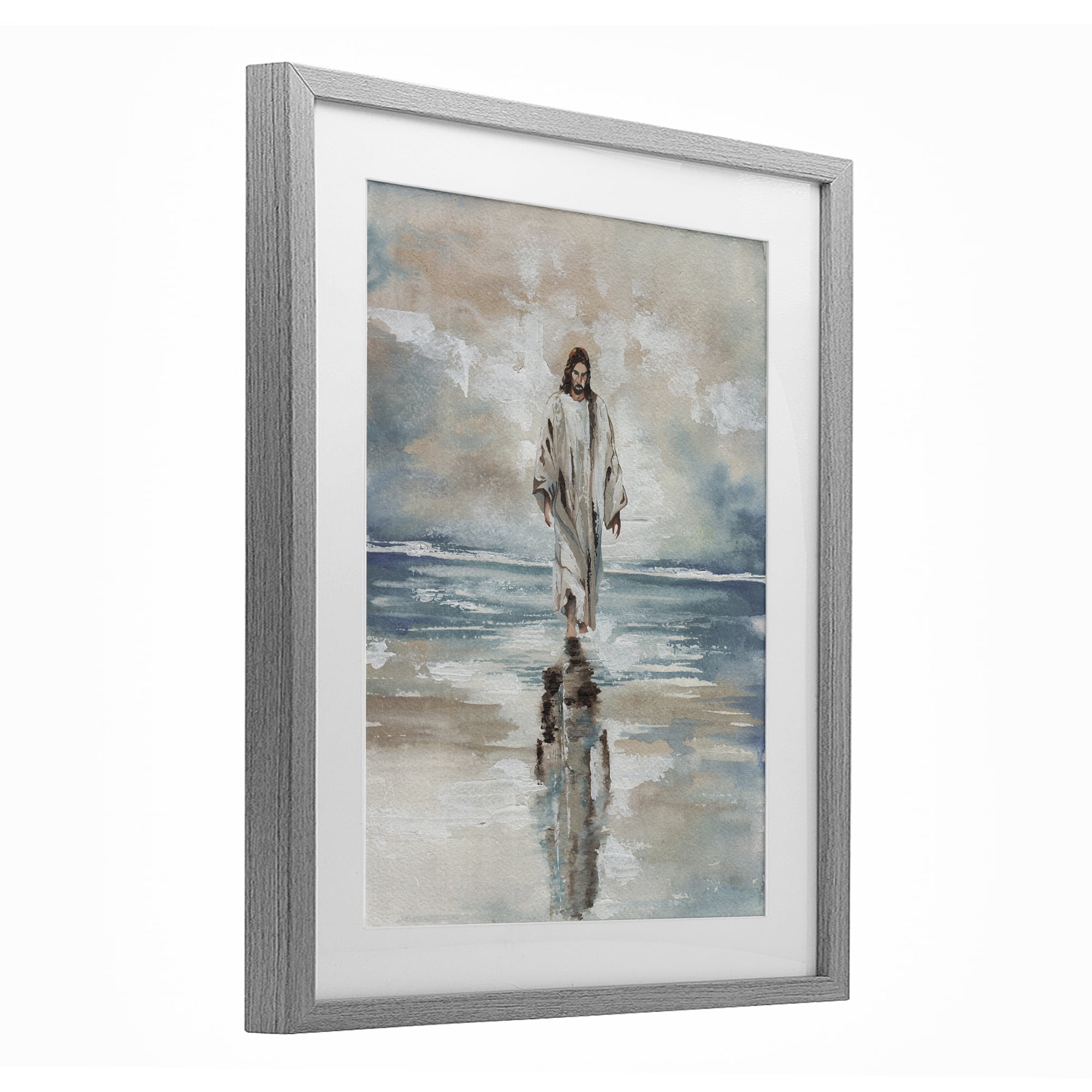 Stupell Industries Jesus on Water Gray Framed Print Under Glass, design by Elizabeth Medley