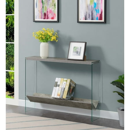 Convenience Concepts SoHo V Console Table with Shelf Faux Birch