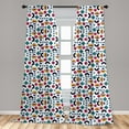 thumbnail image 5 of Ambesonne Colorful Curtains, Half Circles Plus Sign, Pair of 28"x63", Multicolor, 5 of 5