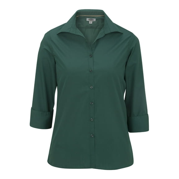 Women's Open Neck Poplin 3/4 Sleeve Blouse , 5040 , HUNTER , XX-Large