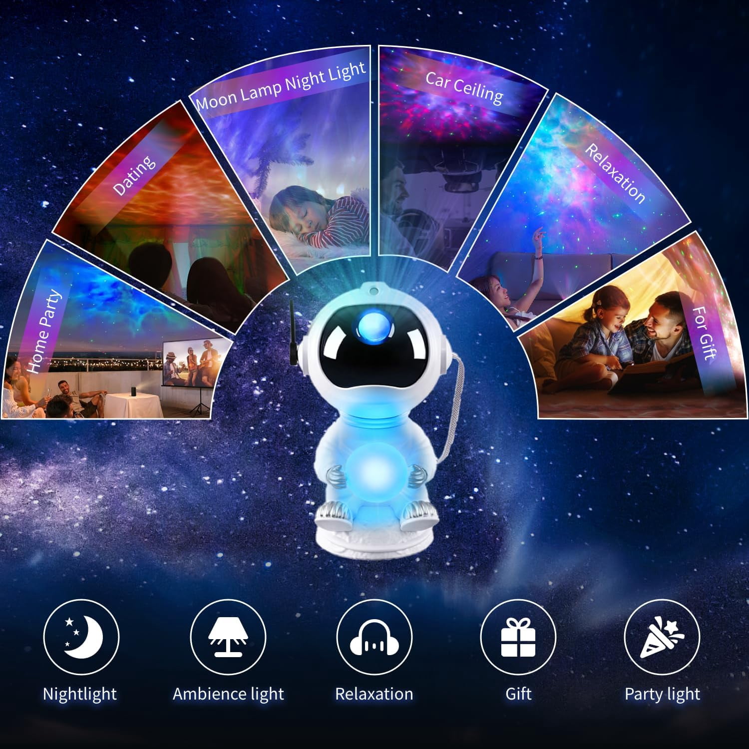 Astronaut Star Projector Galaxy Night Light, Space Projector, 2024 Upgrade Starry Nebula Ceiling Projection Lamp Remote Control for Party Wedding Garden Indoor Décor Gifts for Kids Adults Standing