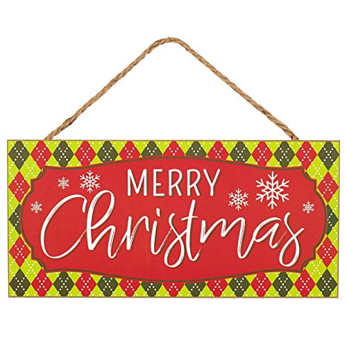 Red Lime Green Merry Christmas Sign - 12.5' x 6', Wooden Home Decor, Tree Topper, Kitchen, Yard, Front Door Decoration, Patio, Classroom, Office, Daycare