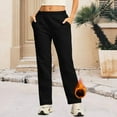 thumbnail image 2 of Delayuji Business Casual Pants for Women Women's Fleece Lined Sweatpants Cotton Straight Leg Pants with Pockets Drawstring M Black, 2 of 5