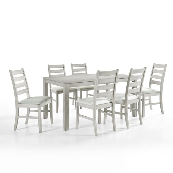 New Classic Pascal 59" 7-Piece Wood Dining Set with 6 Chairs in Driftwood