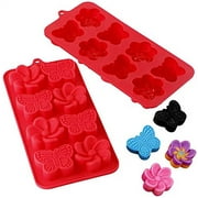 Webake Chocolate Molds Silicone Candy Mold for Jelly, Jello, Keto Fat bombs, Hard Candy, Soap, Resin, Flower and Butterfly Pack of 2