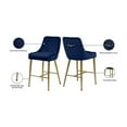 thumbnail image 5 of Homestock African Artifacts Modern, Contemporary Velvet Upholstered Counter Stool with Polished Gold Metal Legs, Set of 2, 23" W x 21" D x 40" H, Ideal for Bar and Pub Height Tables-Color:Navy, 5 of 10