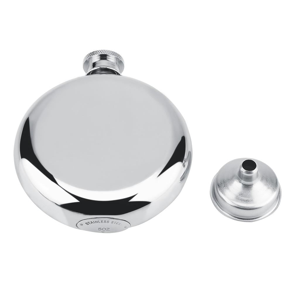 Mgaxyff 5oz/150mL Portable Stainless Steel Wine Whiskey Flask Round