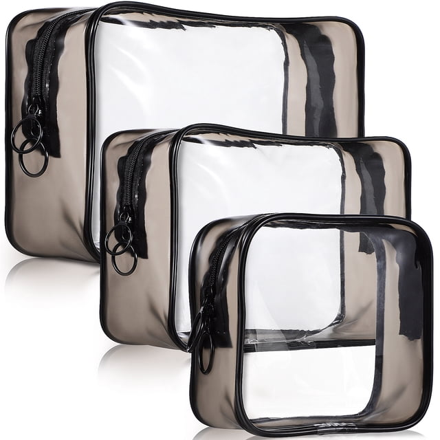 3 bolsas organizadoras de maquillaje, tamaño viaje, contenedores para artículos de tocador, bolsas portátiles para cosméticos, bolsas transparentes para artículos de tocador.