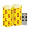thumbnail image 2 of Bear Tile Yellow Pattern Flameless Candles 2 PCS with Remote Realistic Moving Flame LED Tapered Pillar Set for Home Decor, 2 of 7