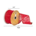 thumbnail image 2 of Vickerman 2.5" x 10 yard Red Stamped Watermark Dupion Christmas Ribbon, 2 of 2