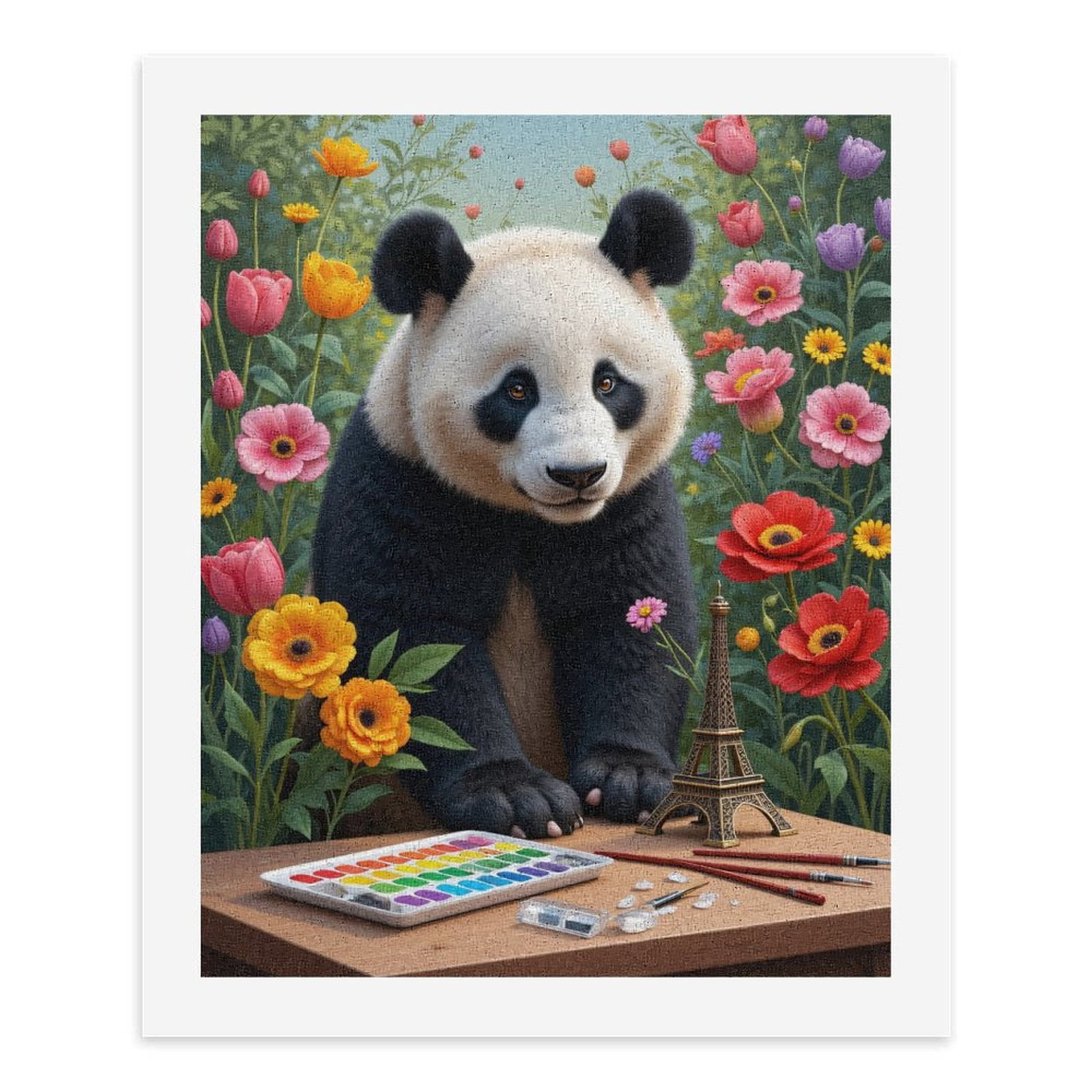 Paint By Numbers Kit for Adults Beginner - Panda Art Flowers Eiffel Garden DIY Canvas Painting Kits for Adults, Frameless Paint By Number for Adults for Home Wall Decor 16x20 Inch