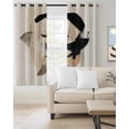 thumbnail image 2 of Beige Black Abstract Art Kitchen Curtains Geometric Contemporary Luxury Cafe Short Curtains for Bathroom Blackout Window Curtain Small Window Treatment Drapes for Bedroom Living Room 52"x45"x2, 2 of 9