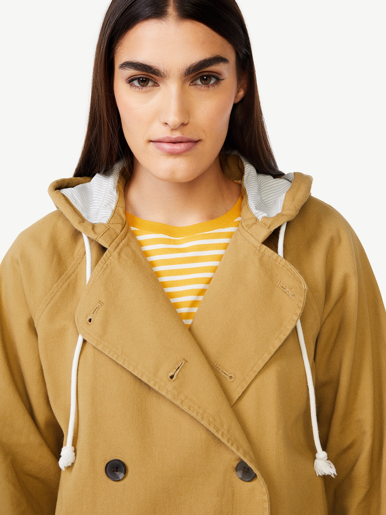 Free Assembly Women's Short Pea Coat with Hood