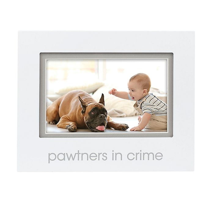 Pearhead 'Pawtners in Crime' Sentiment Keepsake 4-Inch x 6-Inch Photo Frame in White
