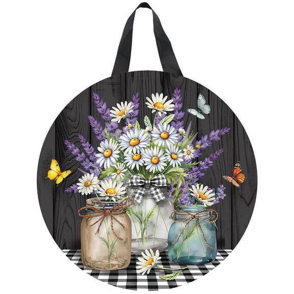 Briarwood Lane Spring Door Hanger 16x16 Lavender and Daisies For Spring Door Hanger