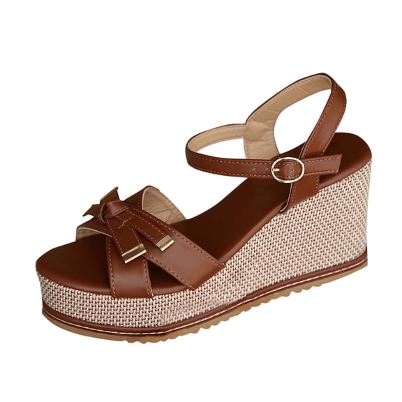 Womens Sandals Oofos Sandals for Women Sandals Women Women's Fashion Casual Wrap-Around Buckle Summer Style Fashion Casual Color Matching Trend Eye-Catching Thick Bottom Wedge Heel Sandals Brown