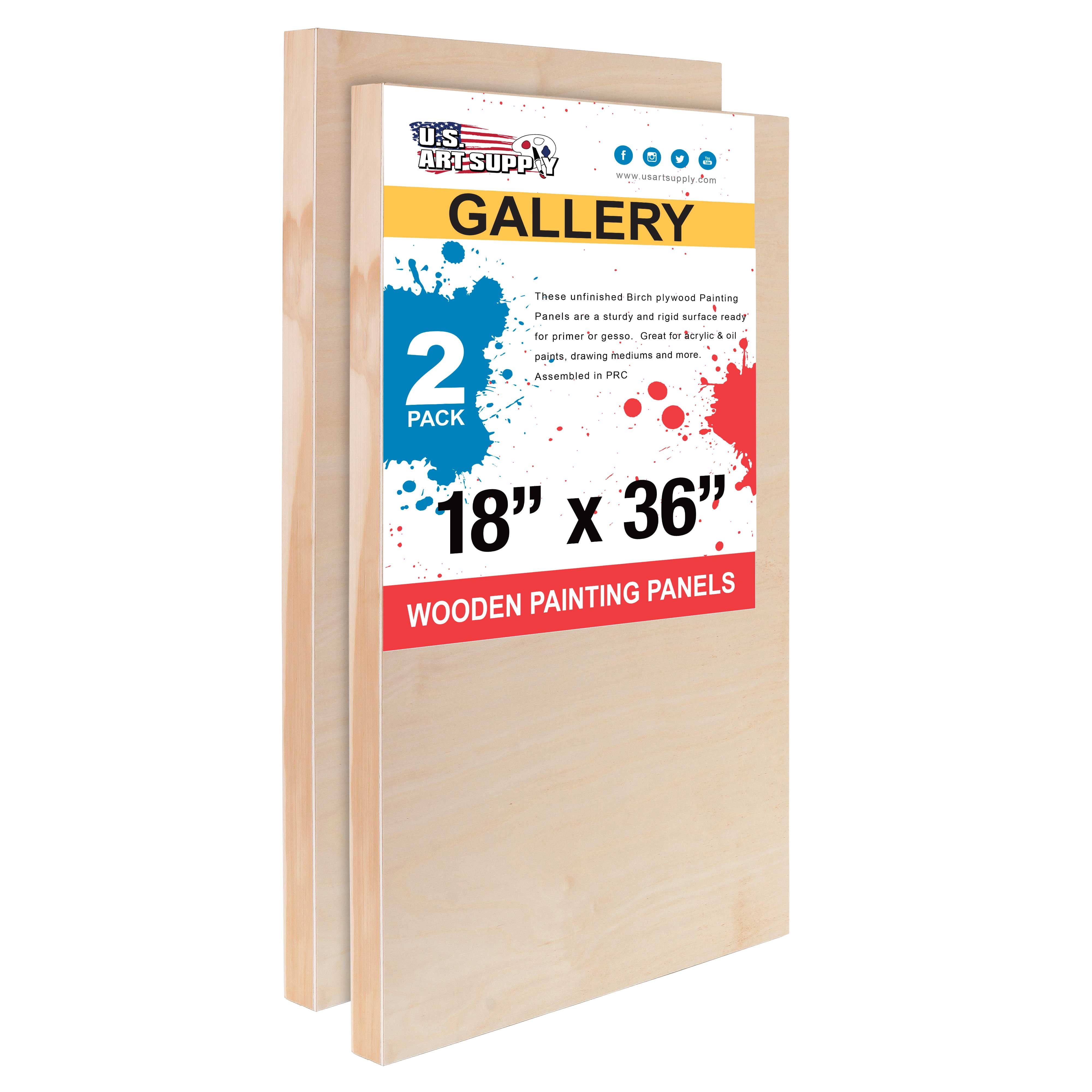Painting Mixed-Media Craft Pack of 2 Art Supply 18 x 24 Birch Wood Paint Pouring Panel Boards Encaustic Oil U.S - Artist Depth Wooden Wall Canvases Gallery 1-1/2 Deep Cradle Acrylic 