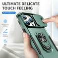 thumbnail image 2 of for iPhone 14 Pro Max Hard Case, with Camera Cover & Kickstand Holder, Built-in 360°Rotate Ring Stand Anti-scratch Drop Protection Magnetic Phone Case for Apple iPhone 14 Pro Max - Green, 2 of 7