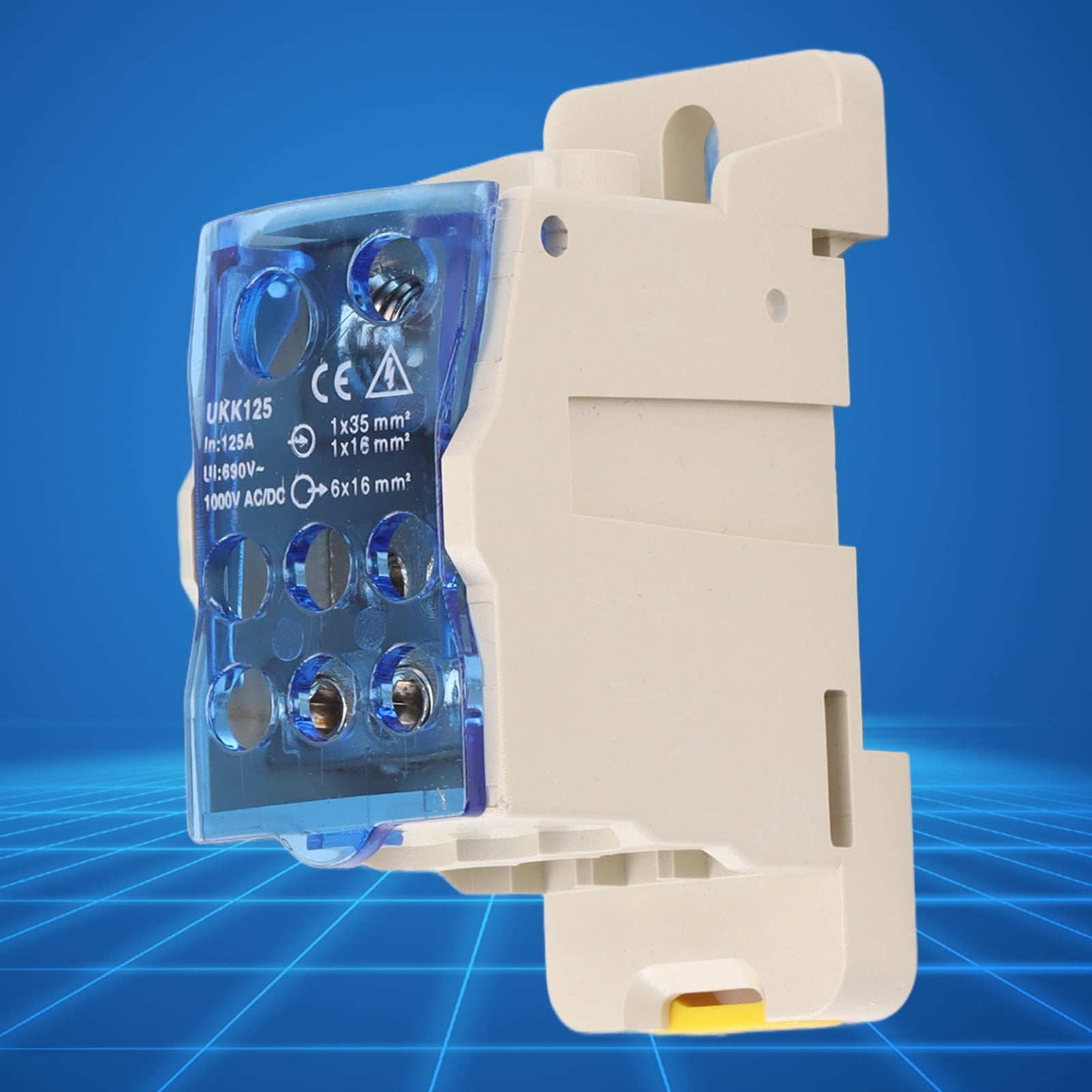 Junction Box, Distribution Box AC DC 1000V 125A Flame Retardant PC Shell Copper Conductor  For Electrical Cabinets