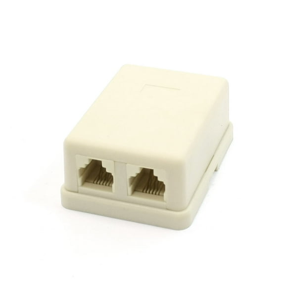 Uxcell Beige Plastic Housing RJ11 Female Socket Phone Line Modem ADSL Splitter